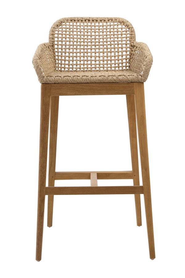 Dovetail Furniture Fiona Teak Wood & Woven Outdoor Bar Stool