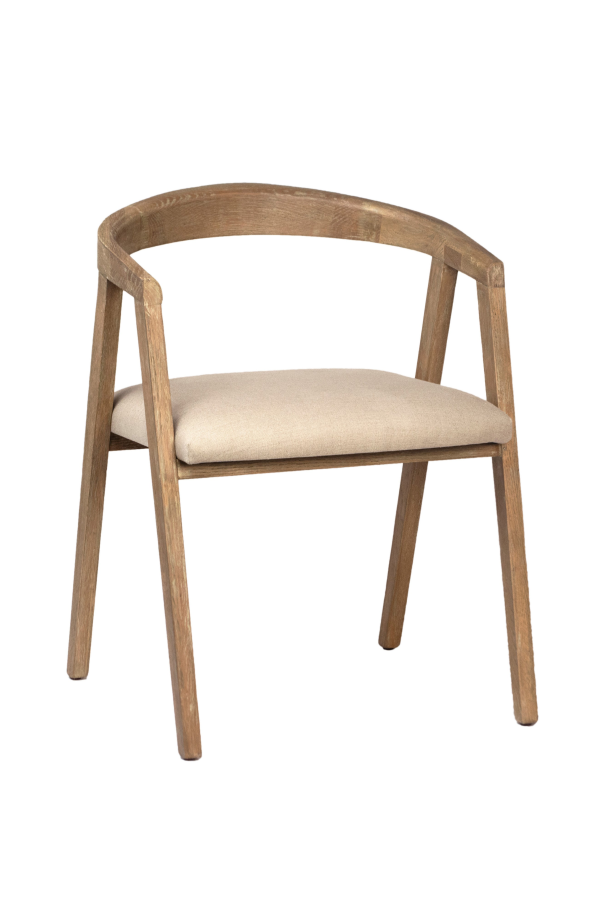 Dovetail Furniture Jalen Oak Wood Dining Chair With Linen Upholstered Seat
