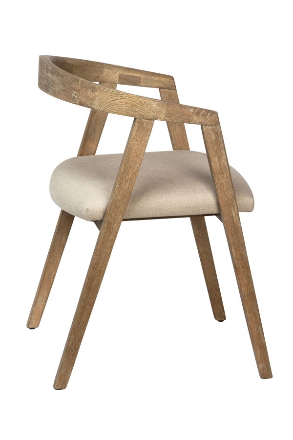 Dovetail Furniture Jalen Oak Wood Dining Chair With Linen Upholstered Seat