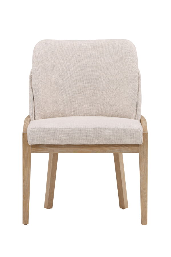 Dovetail Furniture Juna Linen Upholstered Dining Chair with Elm Wood Frame