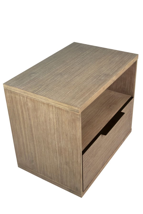 Dovetail Furniture Sorina Solid Acacia Wood Nightstand with Drawer and Open Shelf