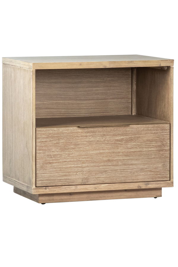 Dovetail Furniture Sorina Solid Acacia Wood Nightstand with Drawer and Open Shelf