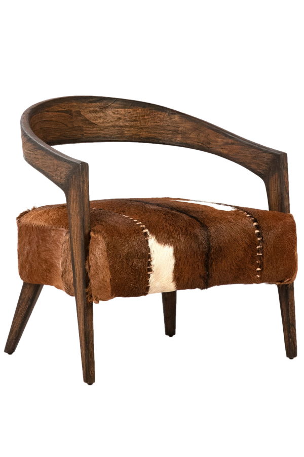Dovetail Furniture Tamsin Goat Hide & Mindi Wood Accent Chair