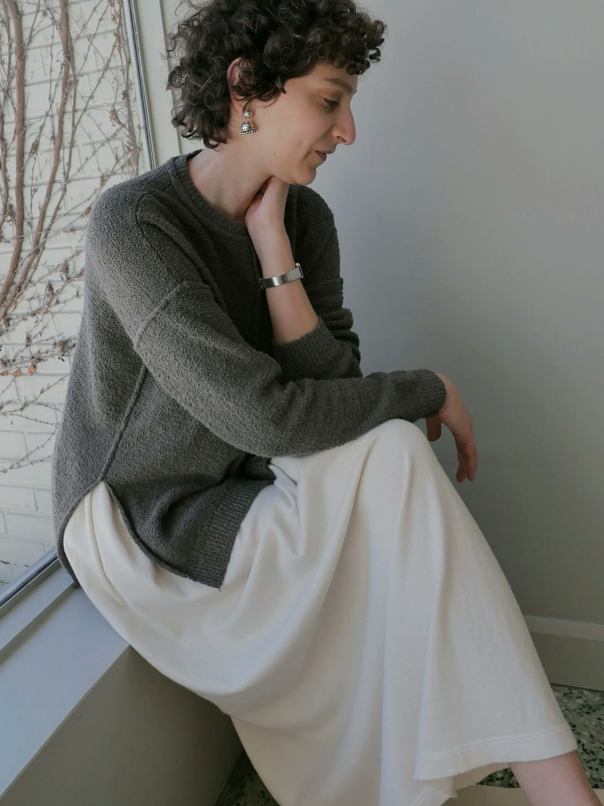 Lauren Manoogian Boucle Crewneck Sweater - Rock - Image 4 of 5