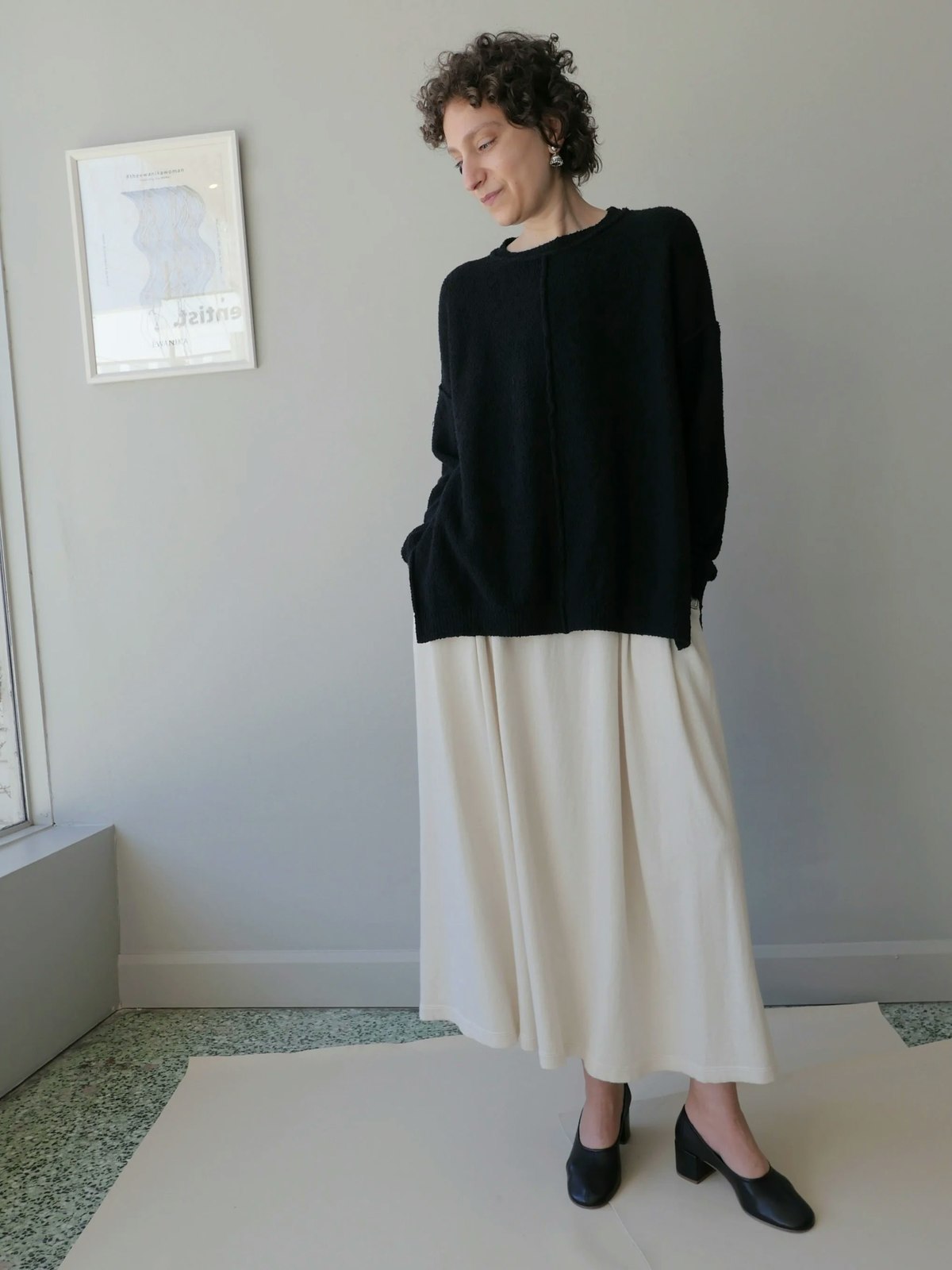 Lauren Manoogian Boucle Crewneck Sweater - Black - Image 1 of 5