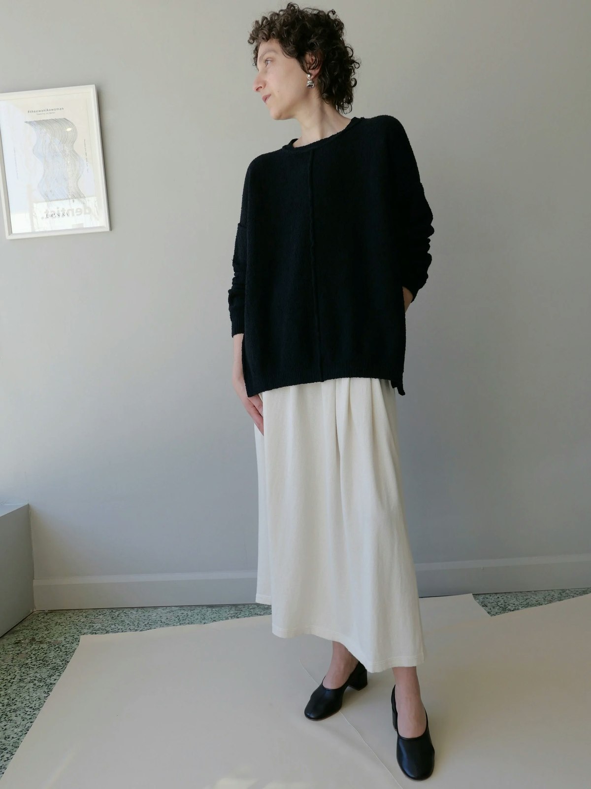 Lauren Manoogian Boucle Crewneck Sweater - Black - Image 2 of 5