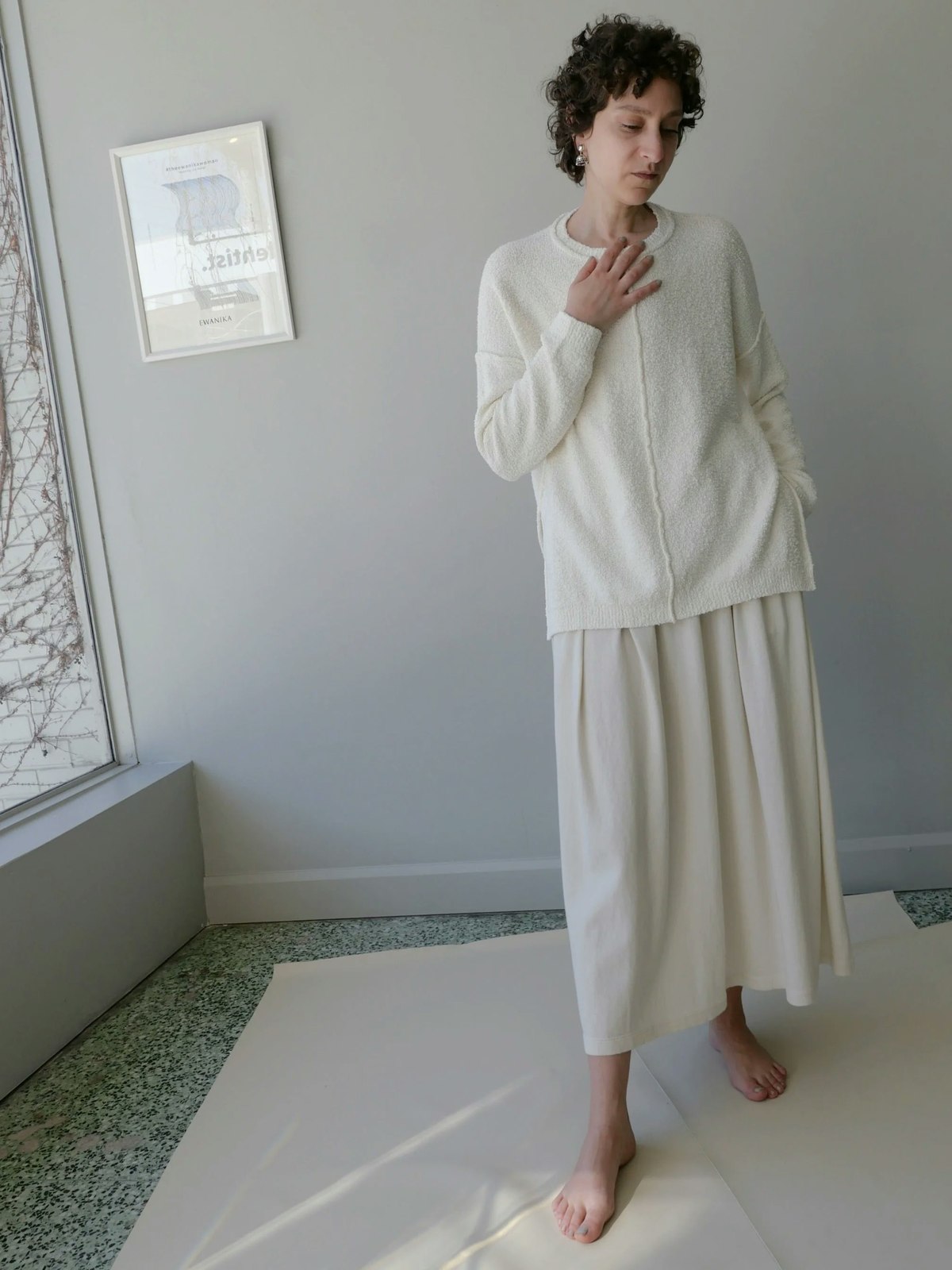 Lauren Manoogian Boucle Crewneck Sweater - White - Image 1 of 5