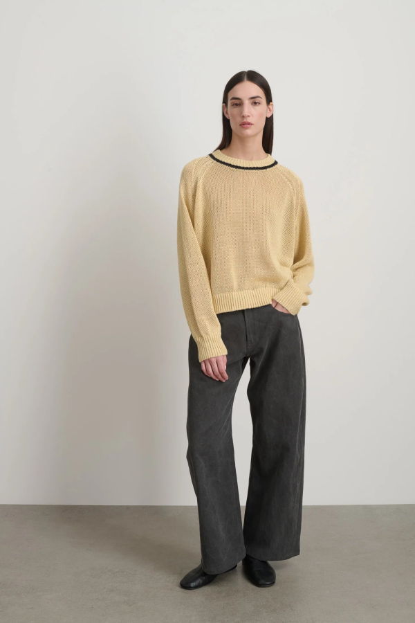 B Sides Lind Ringer Crewneck Sweater - Wheat/Black