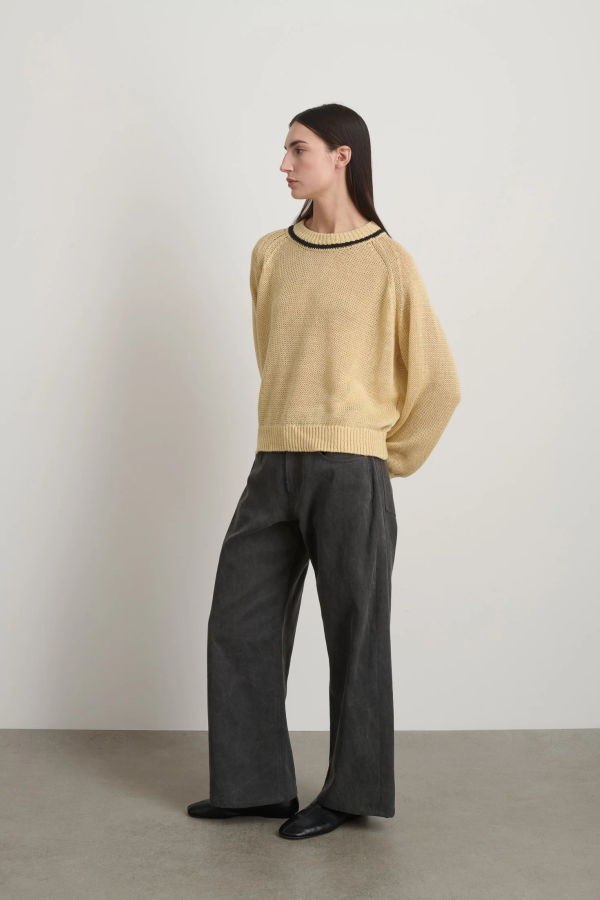 B Sides Lind Ringer Crewneck Sweater - Wheat/Black