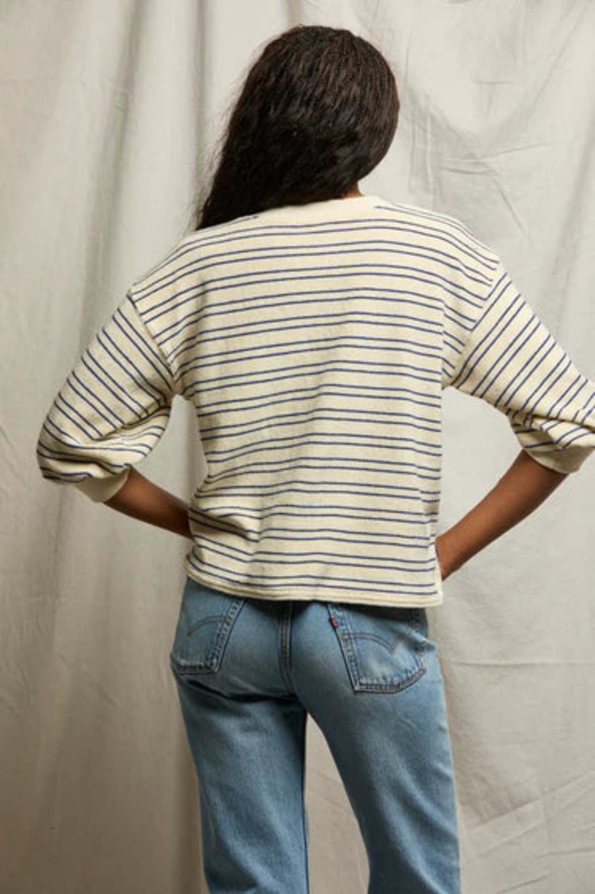Perfect White Tee Roxy Stripe Loop Terry Sweatshirt - Image 2 of 4