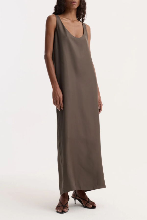 Rohe Silk Scoop Neck Dress - Earth