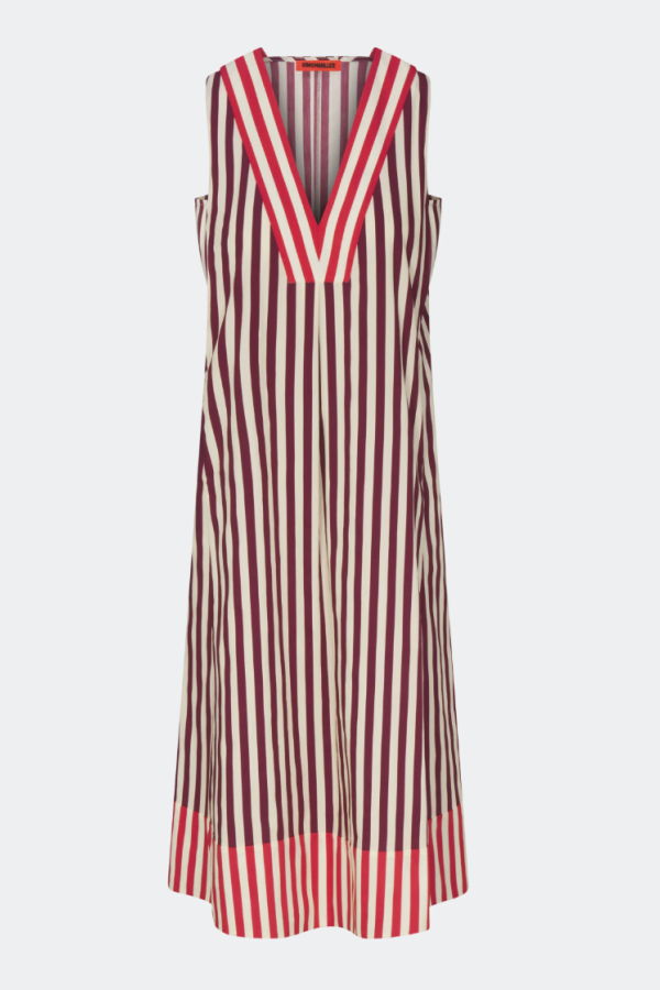 Simon Miller Mar Poplin Striped Dress - Bordeaux Stripe