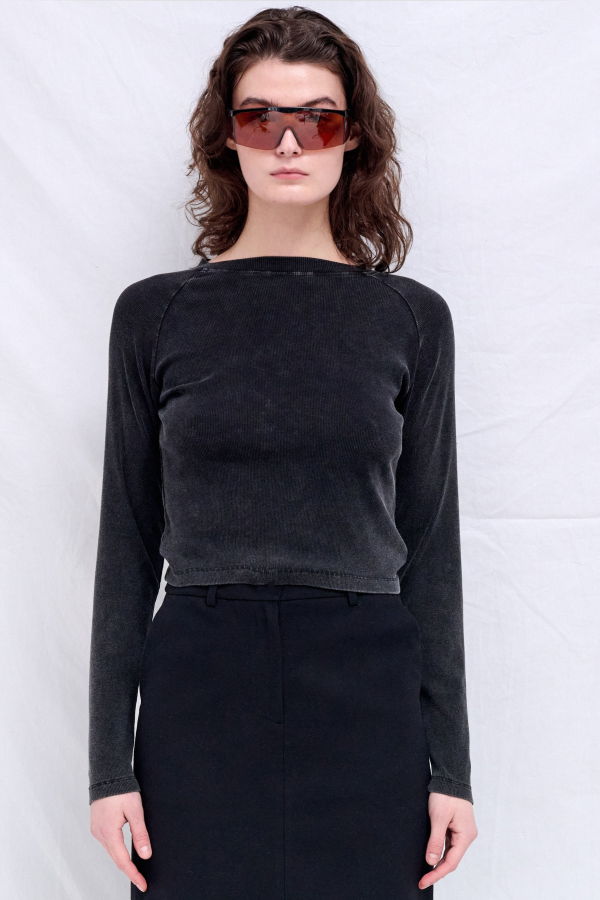 Assembly Black Raglan Long Sleeve Slim T-Shirt