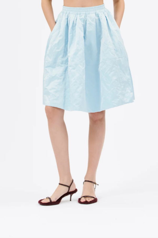 Odeeh Bubble Crinkle Satin Skirt - Ceil