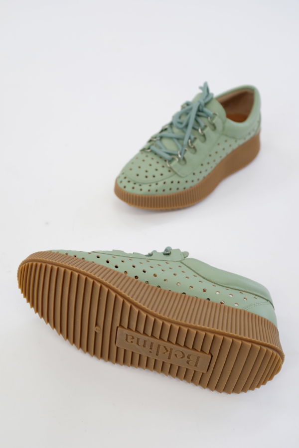Beklina Pensionata Perforated Lace Up Sneaker - Pistachio