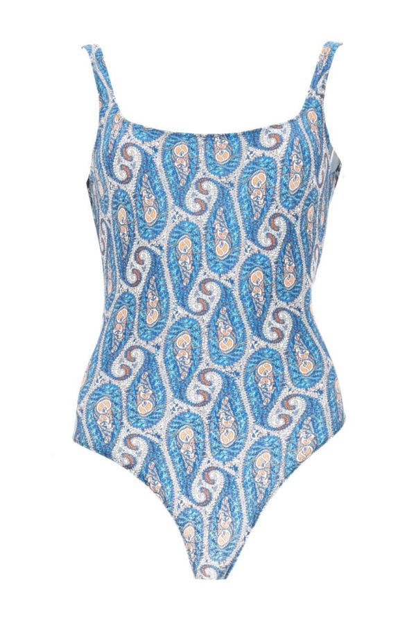 Etro Floral Paisley Print One-Piece Swimsuit - Blue