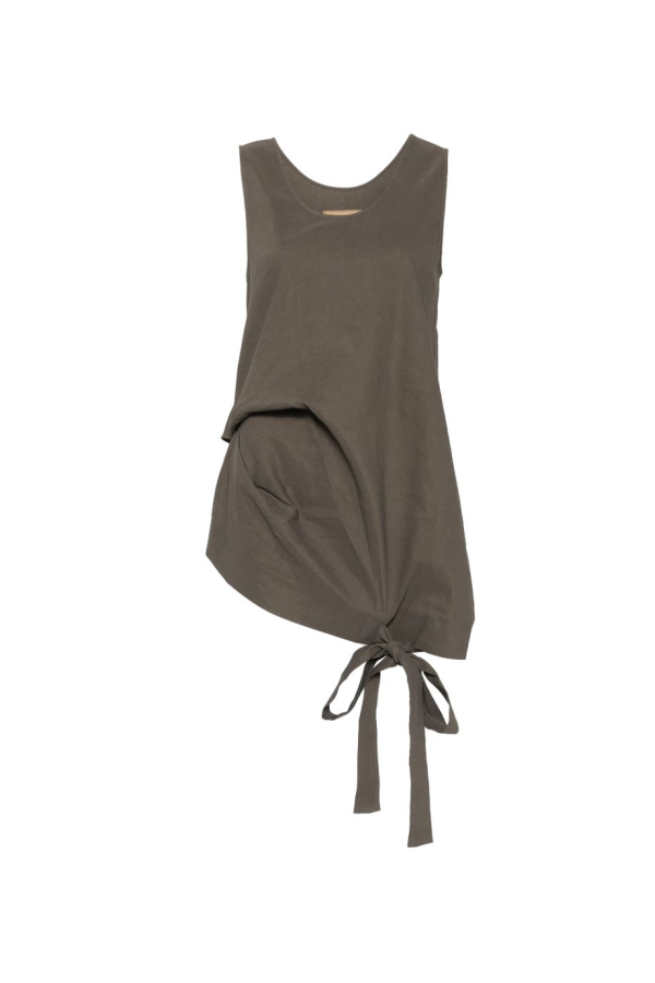 Uma Wang Tara Linen Blend Top - Gray