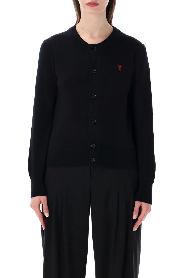 Ami Alexandre Mattiussi Ami Paris Ami De Coeur Wool Cardigan - Black