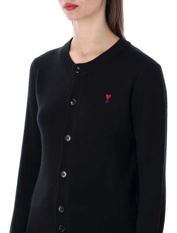 Ami Alexandre Mattiussi Ami Paris Ami De Coeur Wool Cardigan - Black