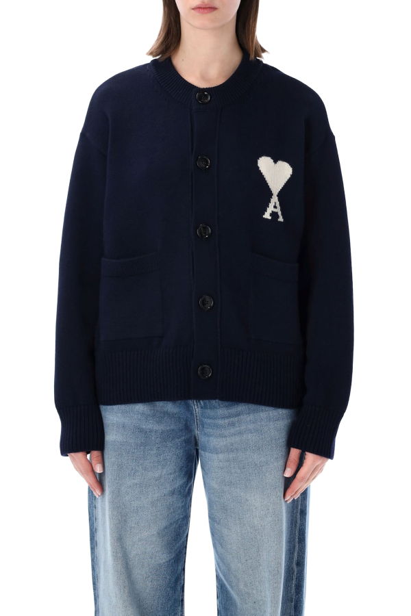 Ami Alexandre Mattiussi Ami Paris Ami De Coeur Knit Cardigan - Navy