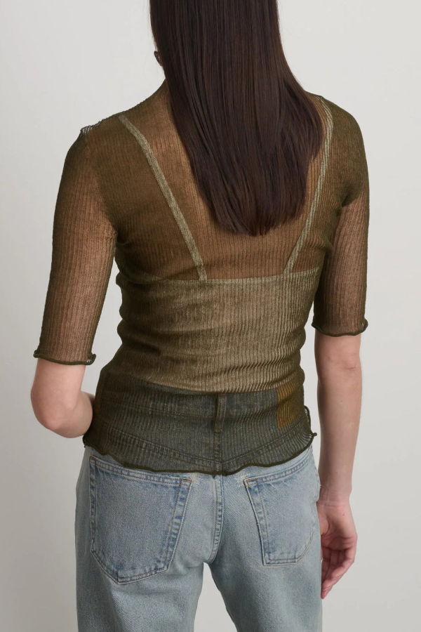 B Sides Sheer Olive Turtleneck