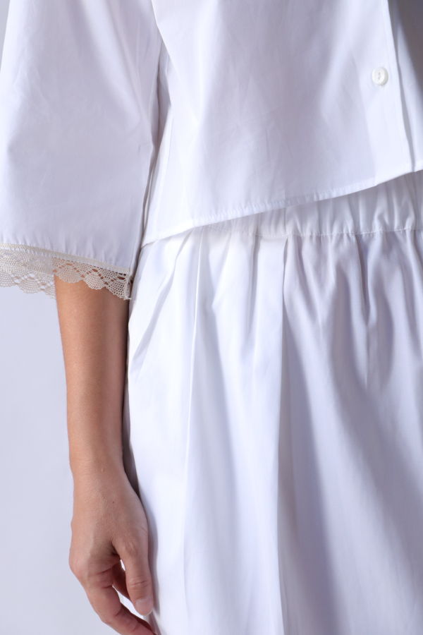 MARIA McMANUS Cropped Lace Short Sleeve Shirt