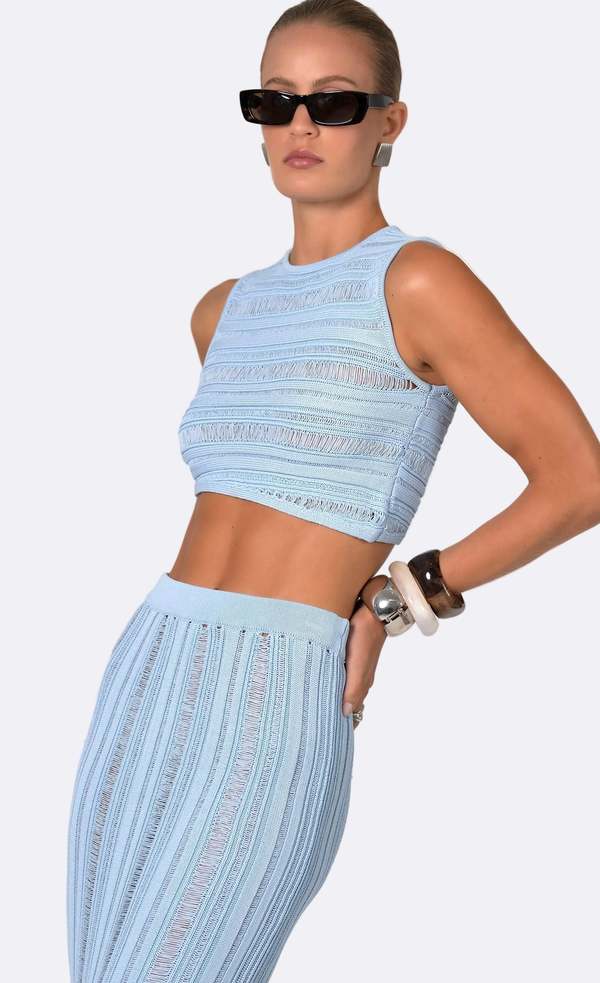 Nonchalant Label Jasmine Crop Top - Baby Blue