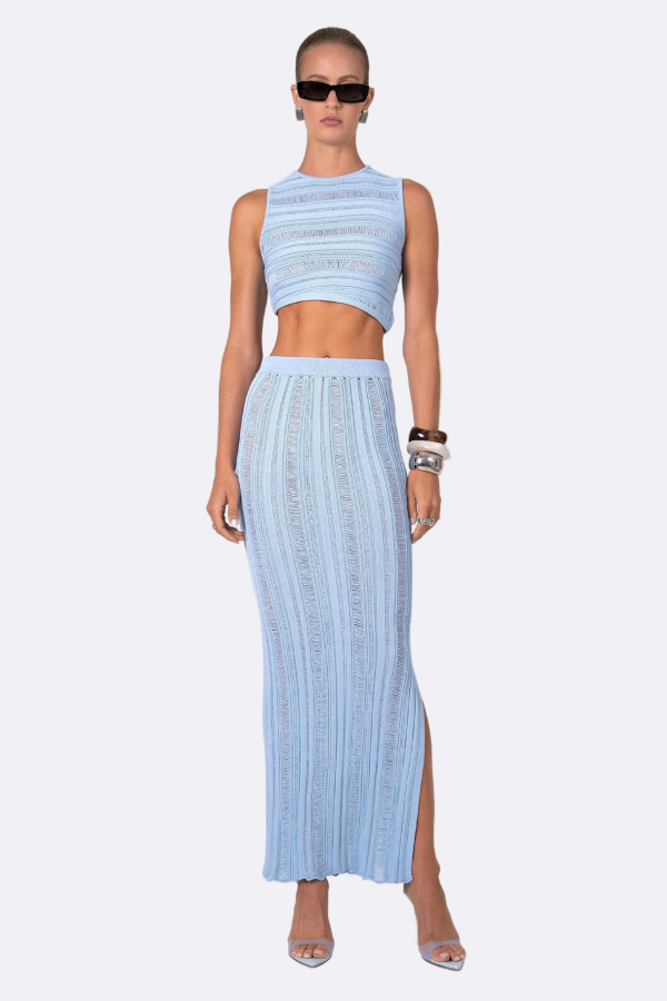 Nonchalant Label Jasmine Crop Top - Baby Blue