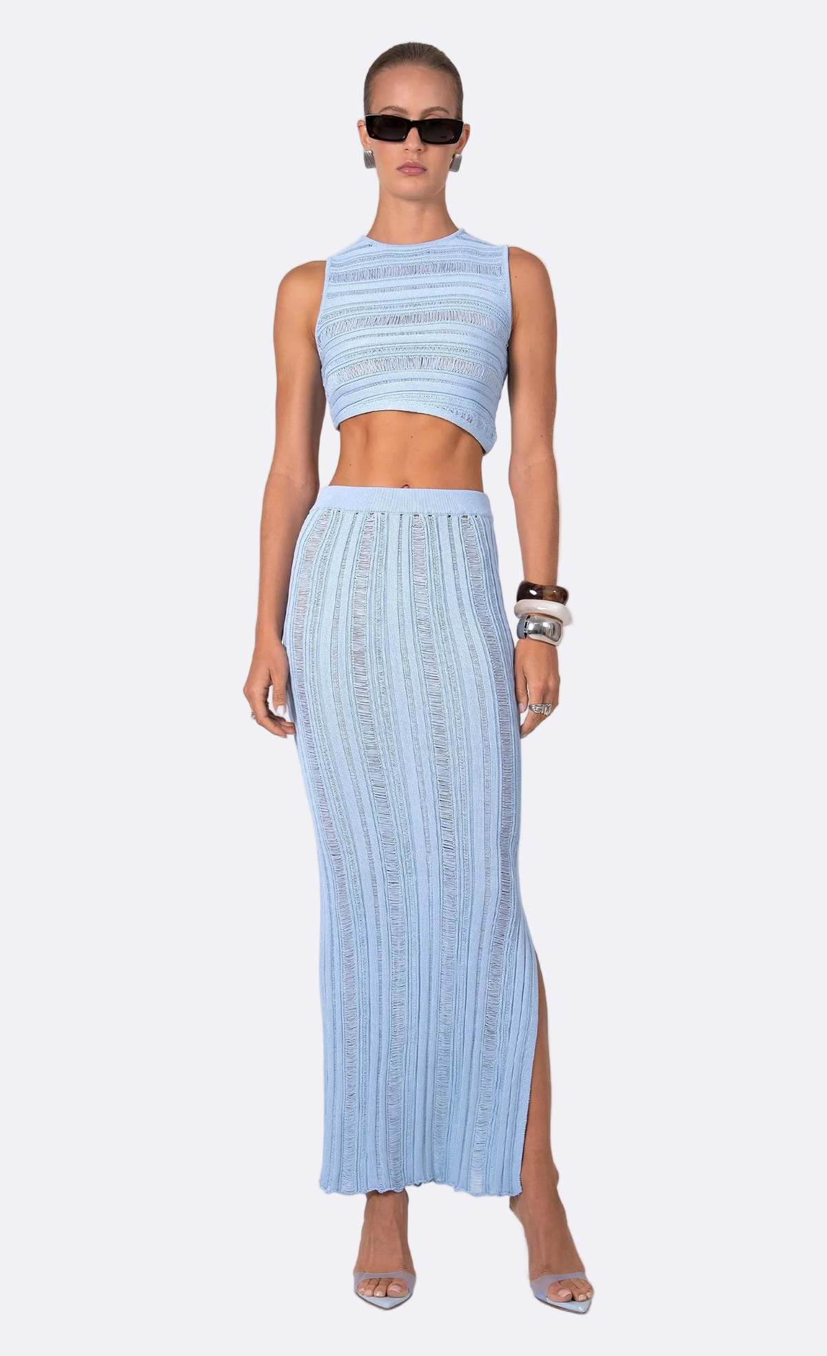 Nonchalant Label Jasmine Crop Top - Baby Blue - Image 2 of 4