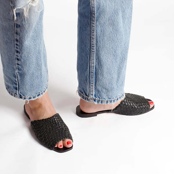 Either/OR The Woven Slide Sandals - Black Either/OR The Woven Slide Sandals - Black