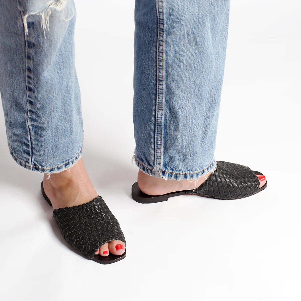 Either/OR The Woven Slide Sandals - Black - Image 1 of 6