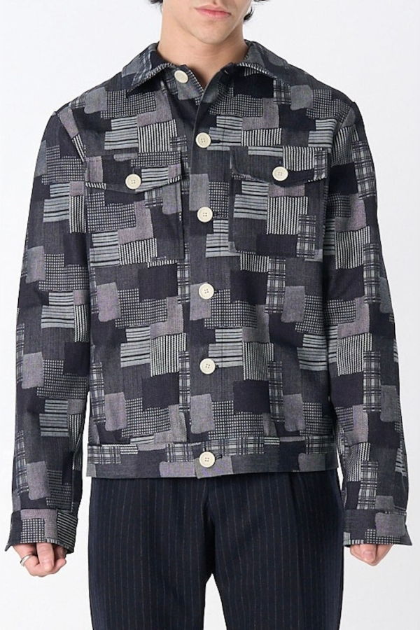Graphia New York Dean Jacket - Dark Denim Patchwork Jacquard