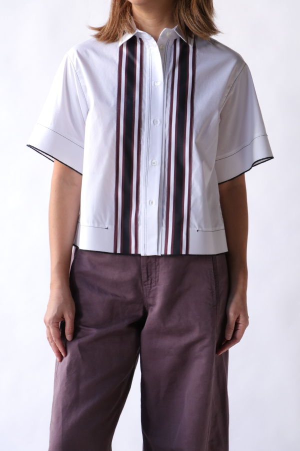 Tela Gimmy S/S Poplin Polo Shirt With Front Stripes