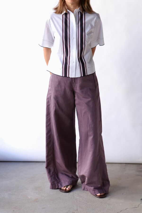 Tela Gimmy S/S Poplin Polo Shirt With Front Stripes