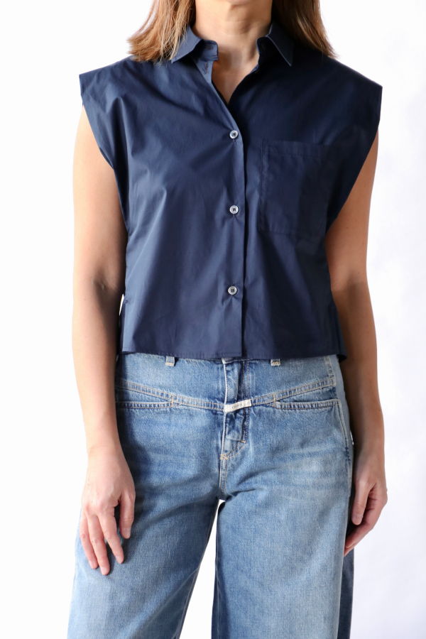 Tela Lucky Sleeveless Cotton Poplin Shirt