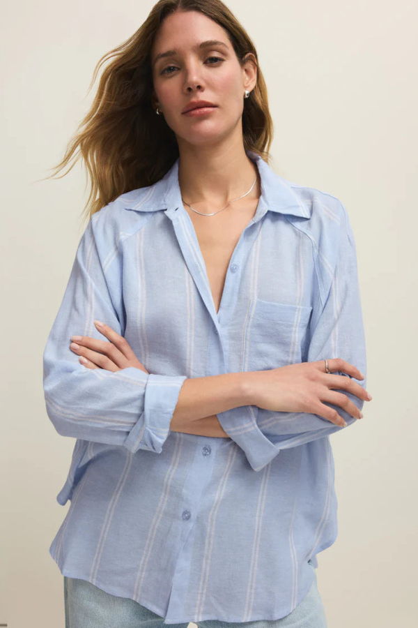 Z Supply The Perfect Linen Top - Blue Light