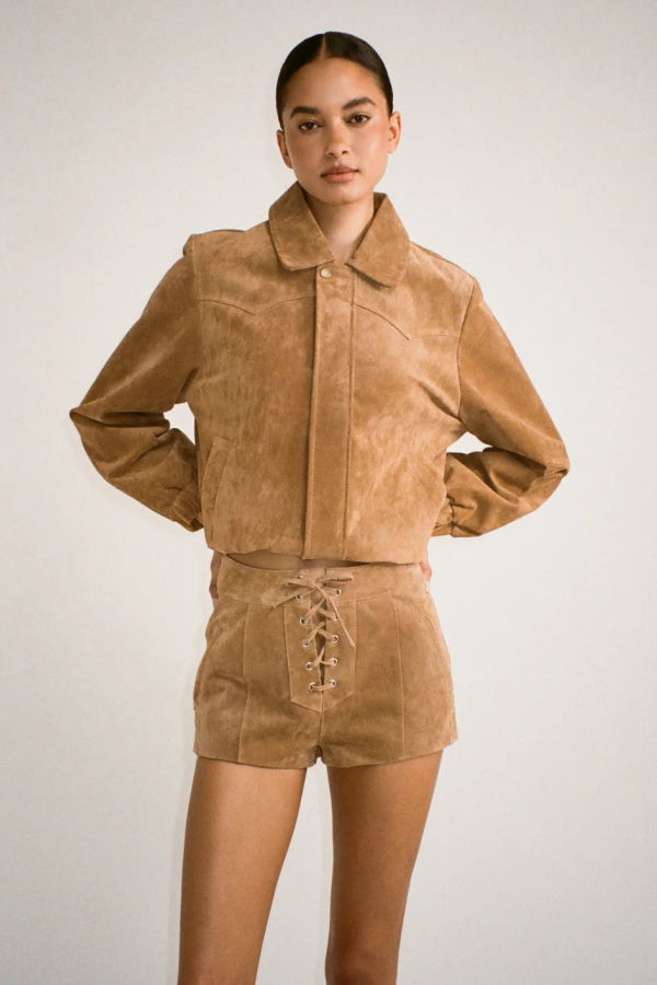 RUMORED Yellowstone Suede Micro Short - Saddle Suede