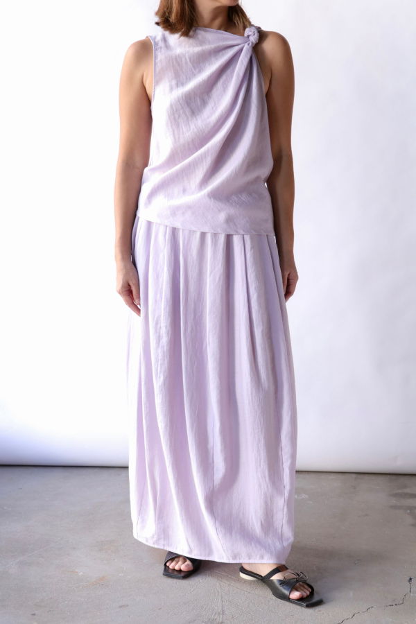 Tela Candito Linen-Viscose Maxi Skirt - Lilac