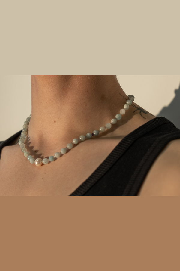 Milk & Rose Aquamarine Pearl Necklace
