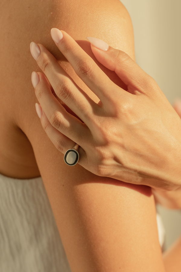 My Store Black Enamel Pinky Ring