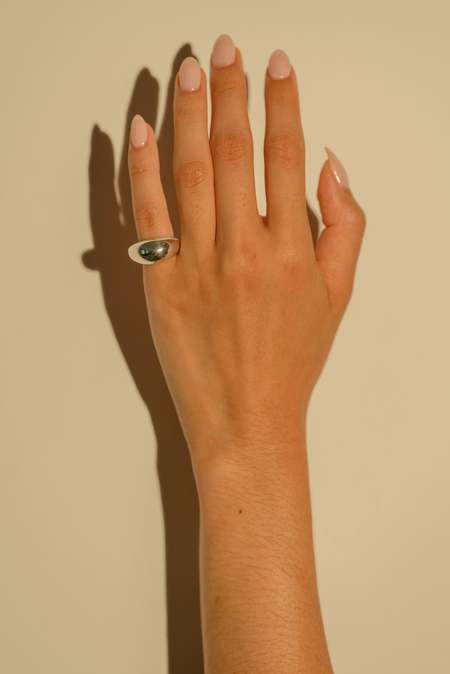 Saskia Diez Sling Ring No 2 - Ice Blue/Silver | Garmentory