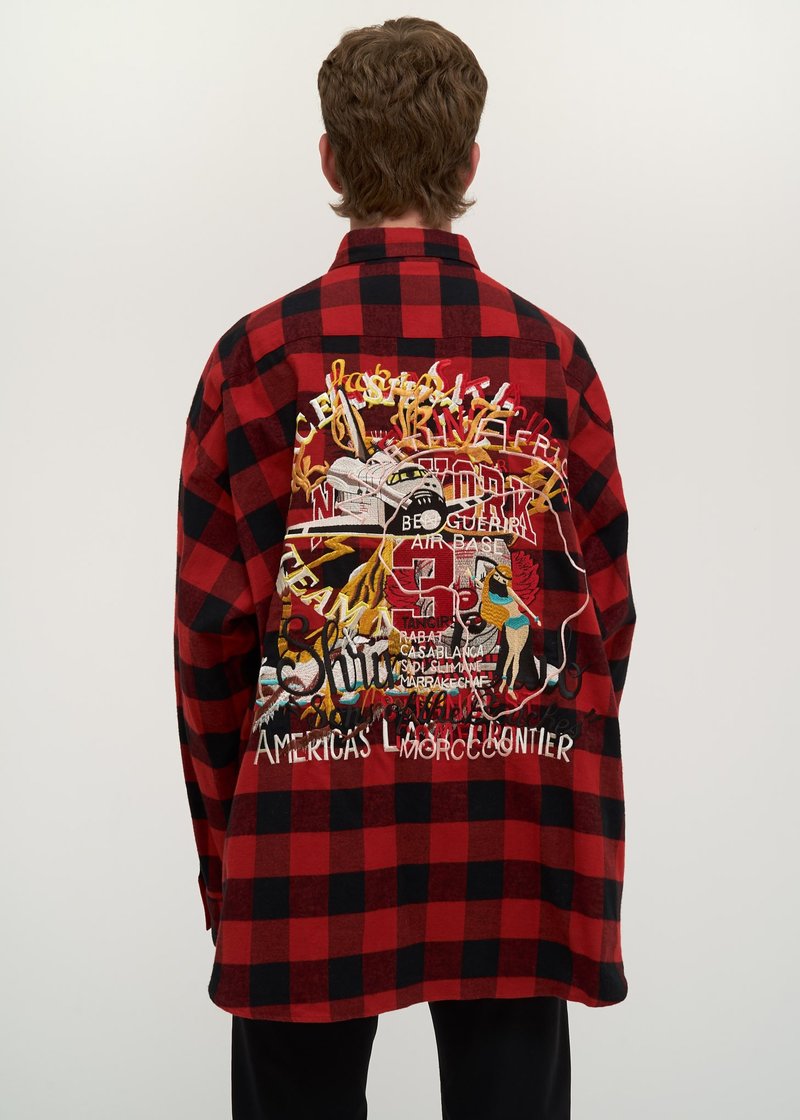 Doublet Chaos Embroidery Check Shirt - red/black | Garmentory