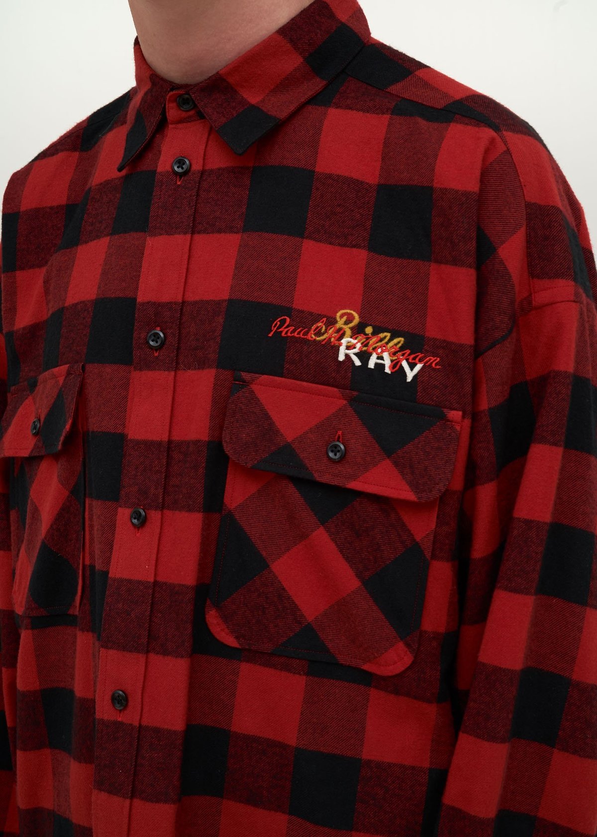 シャツ Doublet CHAOS EMBROIDERY CHECK SHIRT Doublet Chaos Embroidery Check Shirt - red/black | Garmentory