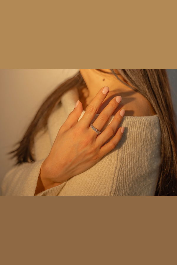 Milk & Rose Oval Cut Eternity Ring - Silver