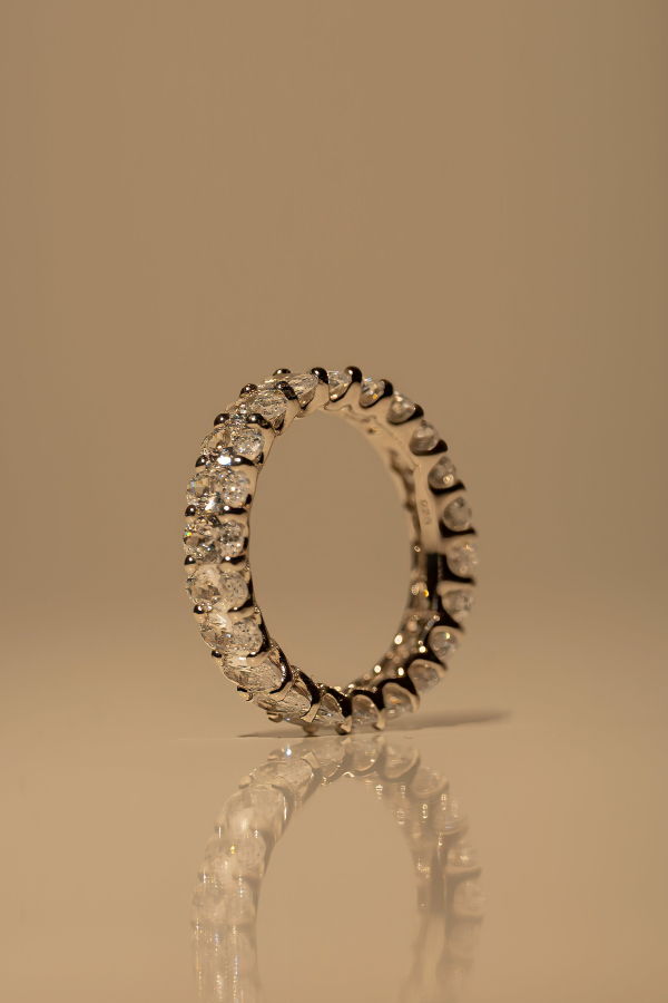 Milk & Rose Oval Cut Eternity Ring - Silver