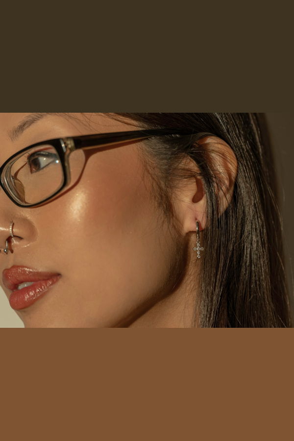 My Store Petite Cross Hoop Single Earring