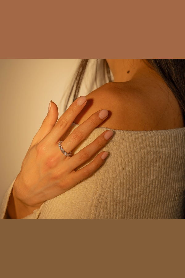 Milk & Rose Square Cut Crystal Ring