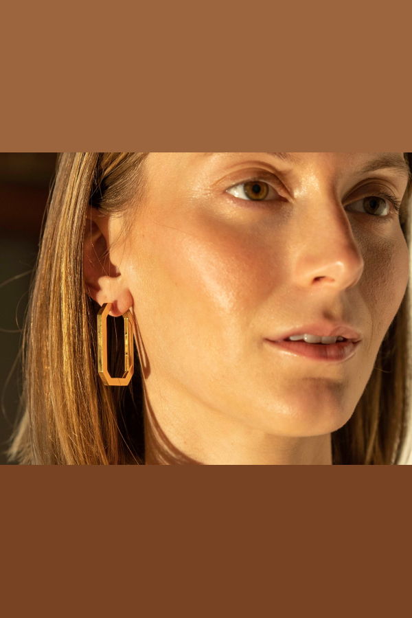 Milk & Rose Tall Geo Hoops