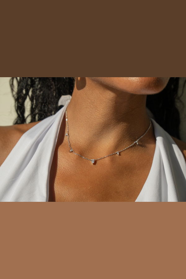 Milk & Rose Triangle Gem Necklace