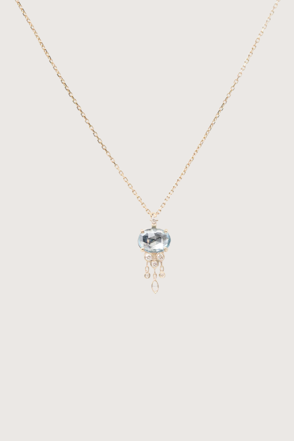 Celine Daoust Aquamarine & Dangling Diamond Jellyfish Necklace